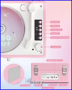 CD Player Portable with Upgraded Bluetooth in/Out Stereo Speakers Pink