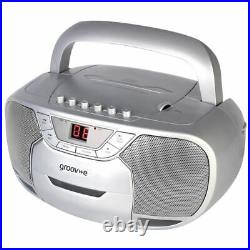 Classic Boombox Portable CD and Cassette Player with Radio Silver (GVPS823SR)