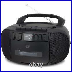 Classic Cassette/CD/Radio Boombox Black BCA209B Player Recorder AM/FM LCD Sound