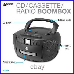Classic Cassette/CD/Radio Boombox Black BCA209B Player Recorder AM/FM LCD Sound