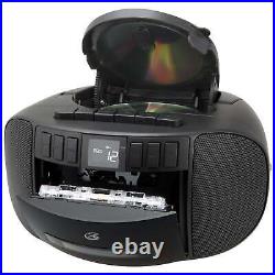 Classic Cassette/CD/Radio Boombox Black BCA209B Player Recorder AM/FM LCD Sound