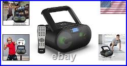 Compact CD Player Boombox with USB, Aux Input, AM/FM Radio Party Ready Black