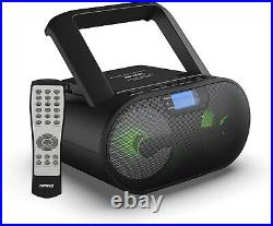 Compact CD Player Boombox with USB, Aux Input, AM/FM Radio Party Ready Black