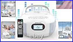 Compact FM Radio CD Boombox Remote Control, Headphone Jack & Portable Design