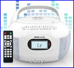 Compact FM Radio CD Boombox Remote Control, Headphone Jack & Portable Design