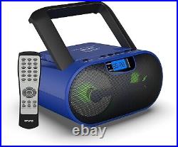 Compact Portable CD Player Boombox with Remote, AM/FM & Color Flashing Lights