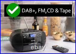 DAB Portable CD Player And Cassette Player Boombox, CD Radio Player Clock And D