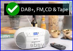 DAB Portable CD Player And Cassette Player Boombox, CD Radio Player Clock And FM