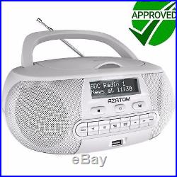 DAB Radio Boombox CD Player Clock USB Portable Digital Alarm AZATOM Zenith WHITE