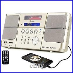 DPNAO Boom Box Portable CD Player with USB Headphones Jack FM Radio SD Slot Clock