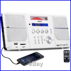 DPNAO CD Player Portable Boombox with FM Radio Clock Alarm(White)