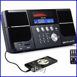 DPNAO Cd Player Portable Boom Box with Clock FM Radio Clock USB SD Aux Line-i