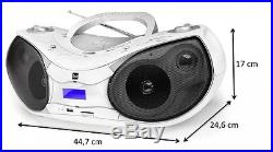 DUAL P-110 Portable Boombox mit eingebautem CD-MP3 Player / USB/SD-Slot Weiß