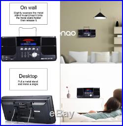 Dpnao Portable Cd Player With Fm Radio Clock Alarm Usb Sd Aux Boombox Wall Mo