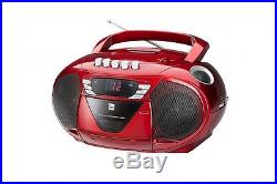 Dual P65 Portable Boombox mit CD-Player, Kassettendeck, Rot, UKWithMW und AUX-In