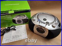 Durabrand Portable CD Player AM/FM Radio Cassette CD- 203 Silver Boom Box