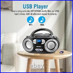 Elegant Portable CD Boombox with Bluetooth, USB & Backlit Display 2 Speakers