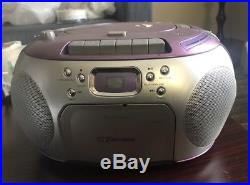 Emerson CD Player Cassette Boombox PURPLE SILVER Radio FM Stereo 2003 PD6537PL