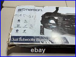 Emerson Dual Subwoofer Bluetooth Boombox with CD/CD-R/CD-RW Player and Subwoofer
