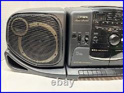 Fisher PH-D340 Boombox With CD/AM-FM Double Cassette Deck TESTED WORKS GREAT COND