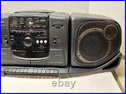 Fisher PH-D340 Boombox With CD/AM-FM Double Cassette Deck TESTED WORKS GREAT COND