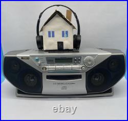 Fisher PH-DS325 Front load CD Boombox Cassette Player With QSound Tested Working