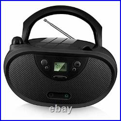 GC04 Portable CD Player Boombox with AM FM Stereo Radio Kids CD Player Black