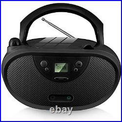 GC04 Portable CD Player Boombox with AM FM Stereo Radio Kids CD Player Black