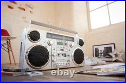 GPO Brooklyn 1980S-Style Portable Boombox CD Player Cassette Player FM Radi