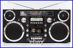 GPO Brooklyn 1980S-Style Portable Boombox CD Player Cassette Player FM Radi