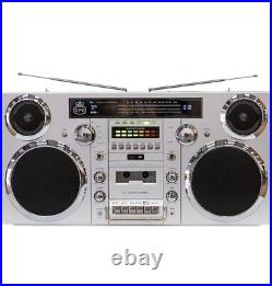 GPO Brooklyn 1980S-Style Portable Boombox CD Player, Cassette Player, FM Radio