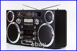 GPO Brooklyn 1980S-Style Portable Boombox CD Player, Cassette Player, FM Radio