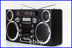GPO Brooklyn 1980S-Style Portable Boombox CD Player, Cassette Player, USB
