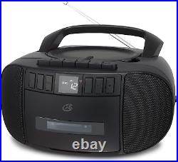 GPX BCA209B Portable Am/Fm Boombox with CD and Cassette Player, Black
