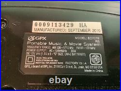 GPX Portable Boombox Music & Movie System CD DVD Player AM/FM Radio TESTED