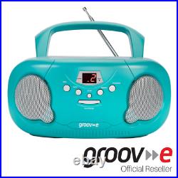 GROOVE BOOMBOX PORTABLE CD PLAYER With RADIO/AUX IN/HEADPHONE JACK TEAL GVPS733