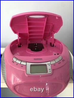 Goodmans CD Player PINK Boombox with Adaptor GPS05PNK Radio FM Aux LCD Portable