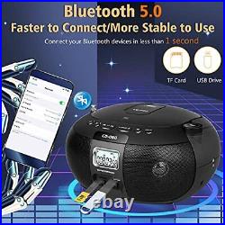 Greadio CD Player Boombox Portable with AM FM Stereo Radio Bluetooth 5.0/TF P