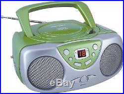 Green Portable CD Player AM FM Radio Boombox iPod iPhone iTunes Android Booster