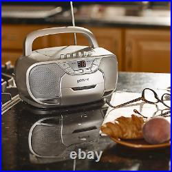 Groov-E Classic Boombox Portable Cd Player With Cassette Radio, Classic Silver