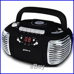 Groov E GVPS 813 Bk Black Portable Retro Boombox Am FM Radio CD Cassette Player