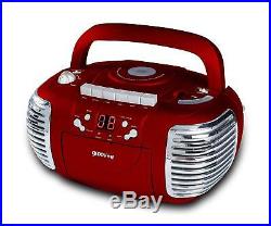 Groov-E Retro Boombox Portable CD Player With Cassette & Radio Red