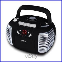 Groov-E Retro Boombox Portable Cd Cassette Radio Player Black Gvps813bk Sound N