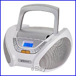 Groov-e Bluetooth Boombox Portable CD Player with Radio White