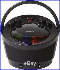 Groov-e Bluetooth Portable Party Karaoke Boombox Machine with CD Player Black