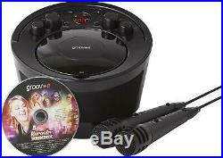 Groov-e Bluetooth Portable Party Karaoke Boombox Machine with CD Player Black