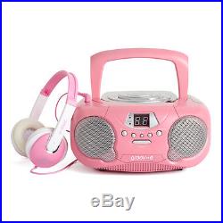 Groov-e Boombox Portable CD Player With Radio And Headphone Jack Pink