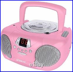 Groov-e Boombox Portable CD Player With Radio and Headphone Jack Pink