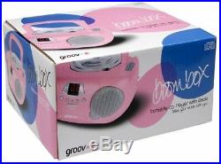 Groov-e Boombox Portable CD Player With Radio and Headphone Jack Pink