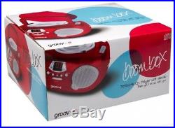 Groov-e Boombox Portable CD Player With Radio and Headphone Jack Red